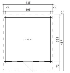 Caseta de jardín Aruba 15m2 / 4x4m / 44mm