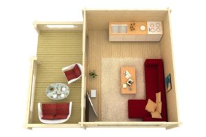 Caseta de madera Armin 19m2 / 5 x 7 m / 70mm