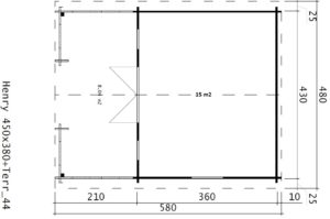 Caseta de jardín Henry 15m3 / 6 x 4 m / 44mm