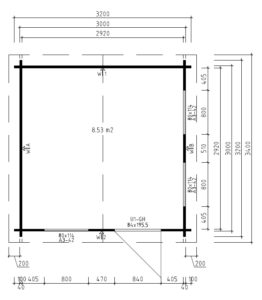 Caseta de jardín Nora C / 3 x 3 m / 40mm