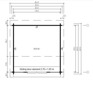 Caseta de jardín Nora E 9m2 / 3x3m / 44mm