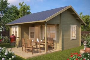 Casa de madera con un dormitorio 26m² | 70mm | 6x5m (pintado)