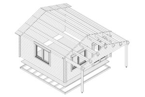 Caseta de madera 22m² | 58mm | 5x5m