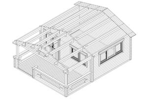 Caseta de madera 19m² | 70mm | 7x5m
