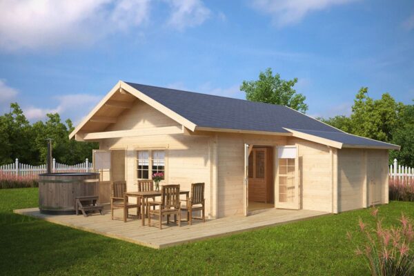 Casa de madera con dos dormitorios 43m² | 70mm | 7x7m