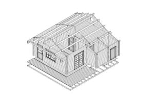 Casa de madera con dos dormitorios 43m² | 70mm | 7x7m