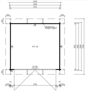 Caseta de jardín Lucas E 9m2 / 3x3m / 44mm
