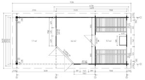 Sauna de jardín Paula 12m2 / 7x3m / 40mm