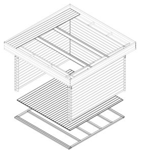 Caseta de jardín Lucas E 9m2 / 3x3m / 44mm
