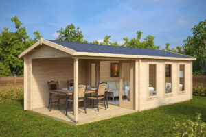 Caseta de jardín Eva E con porche 12m² 7x3m 44mm