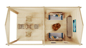 Caseta de jardín con porche Nora E 9m² 6x3m 44mm