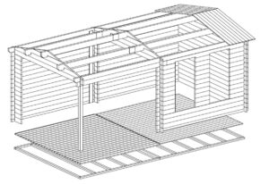 Caseta de jardín con porche Nora E 9m² 6x3m 44mm