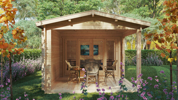 Caseta de jardín con porche Nora E 9m² 6x3m 44mm