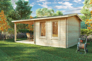 Caseta de jardín con porche Nora E 9m² 6x3m 44mm