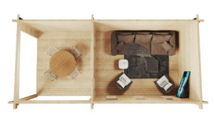 Caseta de jardín con porche Jacob E 12m² 7x3m 44mm