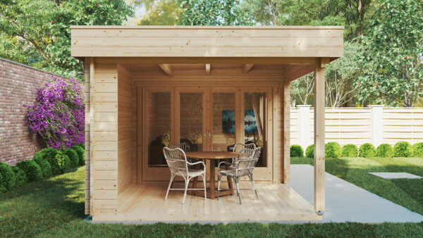 Caseta de jardín con porche Jacob E 12m² 7x3m 44mm