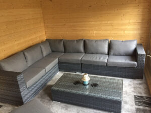 Caseta de jardín con porche Jacob E 12m² 7x3m 44mm