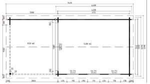 Caseta de jardín con porche Jacob E 12m² 7x3m 44mm