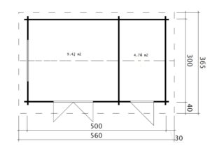 Caseta de jardín Super Fred 15m2 / 5x3m / 44mm