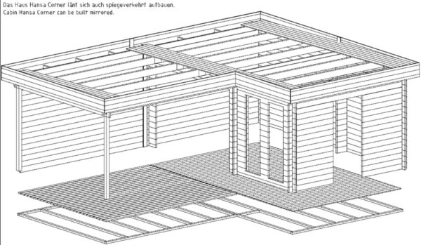 Caseta de jardín Hansa Corner A 18m² 6x3m 44mm