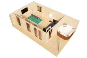 Caseta de madera Hansa Lounge Deluxe 24m² 8x5m 58mm