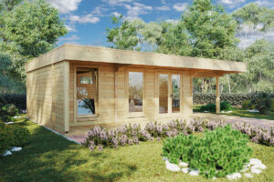 Caseta de madera Hansa Lounge Deluxe 24m² 8x5m 58mm