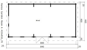 Caseta de madera modelo A 30m² 8x4m 70mm