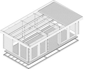 Caseta de madera modelo A 30m² 8x4m 70mm