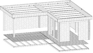Caseta de jardín Hansa Corner Deluxe A 22m2 / 7x3m / 70mm