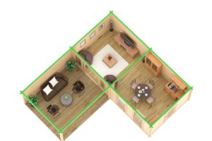 Caseta de jardín Hansa Corner Deluxe A 22m2 / 7x3m / 70mm