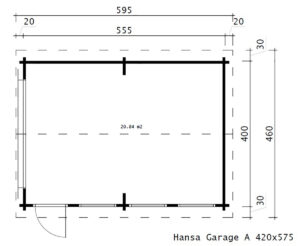 Garaje de madera A con puerta basculante 70mm 4x5.5m