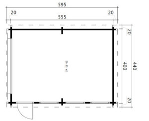 Garaje de madera C con puerta basculante 70mm 4x5,5m