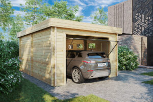 Garaje de madera C con puerta basculante 70mm 4x5,5m