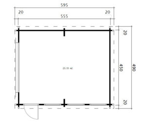 Garaje de madera D con puerta basculante 70mm 4,5x5,5 m