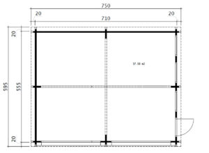 Garaje doble E con puertas basculantes / 70mm / 5,5x7m