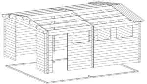 Garaje grande de madera B con puerta basculante 4,5x5,5m 70mm