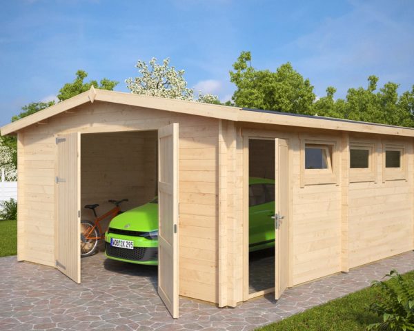 Large Wooden Garage Hansa B with Double Doors