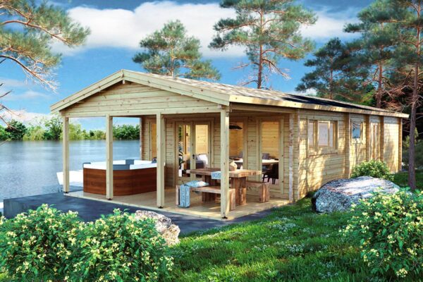 Casa de madera con dos dormitorios “Holiday A” 58m² | 92mm | 13x6m