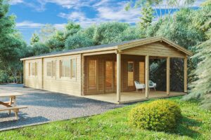 Casa de madera con dos dormitorios “Holiday A” 58m² | 92mm | 13x6m