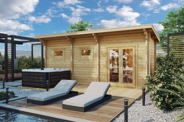 Finnish sauna cabin with terrace "Oliver 2" 6x2m | G0208