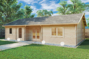 Casa de madera con dos dormitorios Dune 70m2 12x6m 70mm