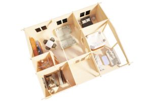 Casa de madera con dos dormitorios Holiday B 42m² 9x7m 70mm