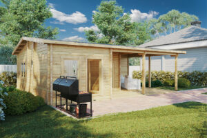 Casa de madera con dos dormitorios Holiday B 42m² 9x7m 70mm