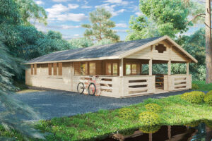 Casa de madera con dos dormitorios Holiday F 50m² 7x12m 70mm