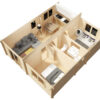 Casa de madera con dos dormitorios Ireland 42m² 6x7m 70mm