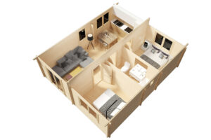 Casa de madera con dos dormitorios Ireland 42m² 6x7m 70mm