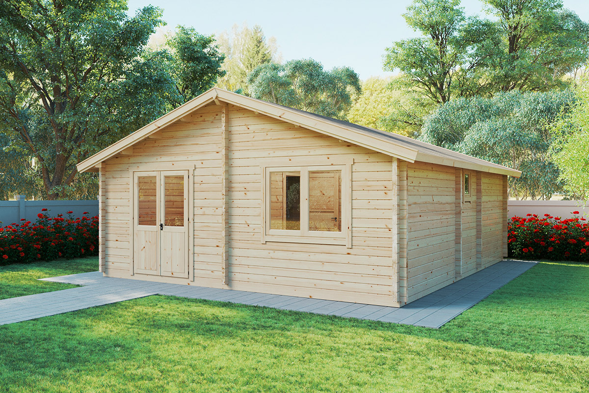 Casa de madera con dos dormitorios Ireland / 42m² / 6x7m / 70mm - Casetas de  Jardin 24