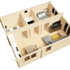 Casa de madera con dos dormitorios Ireland 42m² 6x7m 70mm
