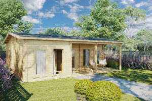 Casa de madera con tres dormitorios Holiday D 50m² 9x7m 70mm