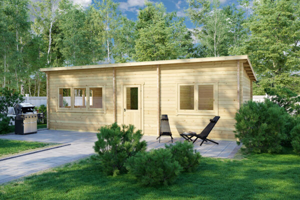 Casa de madera con un dormitorio Holiday J 40m² 9x4,5m 70mm